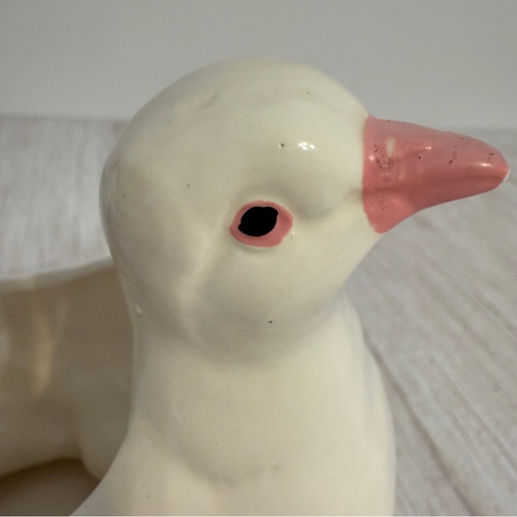 5" Ceramic White Dove Pigeon Bird Planter Figurine Made in Japan Vintage Chip - Picture 5 of 10